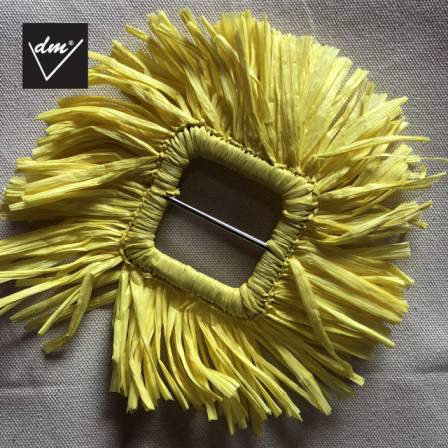 New Arrival Square Belt Buckle With Raffia Materials In Yellow Color